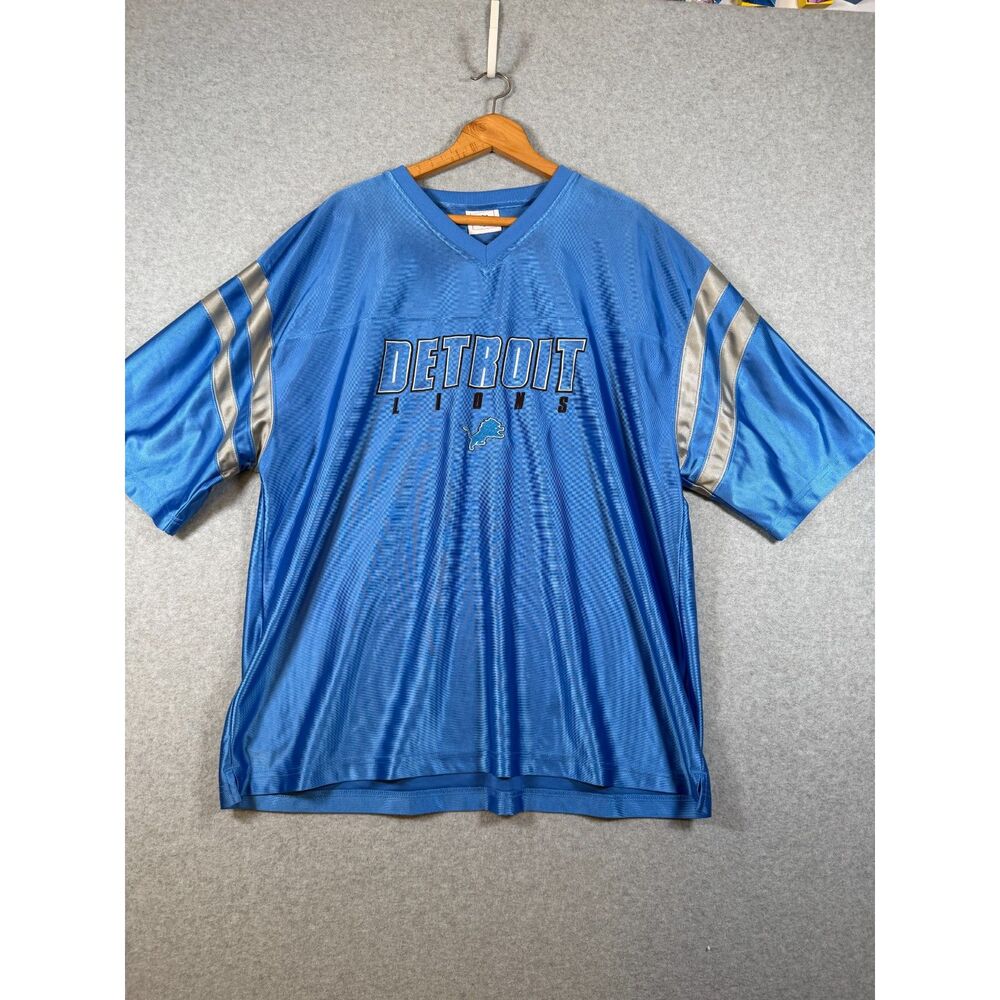 Detroit Lions NFL Men's 2XL Blue Silver V-Neck Football Jersey Shirt 4010